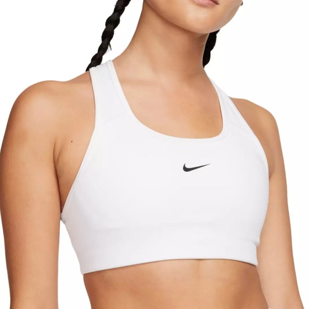 [Medium] Nike Dri Fit Swoosh Padded Sports Bra in White **barely worn**